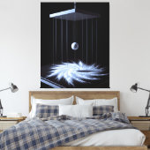 Zwart-witte slinger stretched canvas print (Insitu (Slaapkamer))