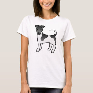 Zwart-witte Smooth Fox Terrier Cartoon Hond T-shirt