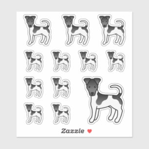 Zwart-witte Smooth Fox Terrier Cartoon Honden Sticker