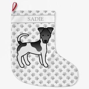 Zwart-witte Smooth Fox Terrier Hond & Naam Grote Kerstsok