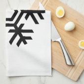 Zwart-witte sneeuwvlok theedoek (Quarter Fold)