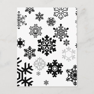 Zwart-witte sneeuwvlokken briefkaart