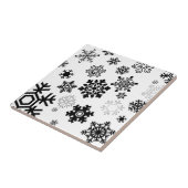 Zwart-witte sneeuwvlokken tegeltje (Zijkant)