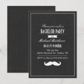 Zwart & Witte Snor Bachelorfeest Uitnodiging (Voorkant / Achterkant)