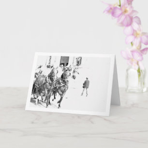 Zwart-witte Spaanse Paarden Portret Kaart