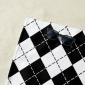 Zwart-witte spelden en Argyle-monogrammen Strandlaken (In situ)