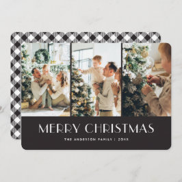 Zwart-witte speldenfoto met kerstkaarten voor coll feestdagenkaart