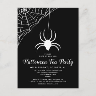 Zwart Witte Spin Halloween Thee Party Uitnodiging