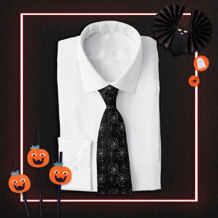 Zwart-witte spin webs Halloween patroon Stropdas
