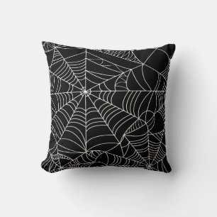 Zwart & Witte Spinnenwebben Halloween Kussen