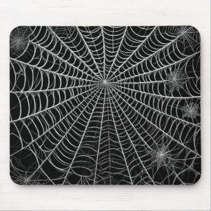 Zwart & Witte Spinnenwebben Spinneweb Halloween Muismat