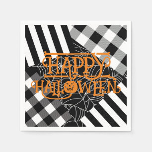 Zwart & Witte Spinneweb Lapjeswerk Halloween Feest Servet