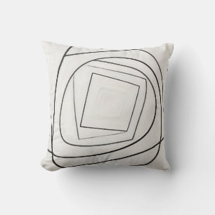 Zwart Witte Spiraal Vierkant Abstract Kussen