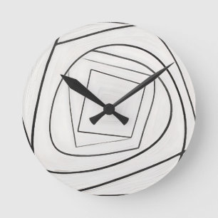Zwart Witte Spiraal Vierkant Abstract Ronde Klok