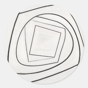 Zwart Witte Spiraal Vierkant Abstract Ronde Sticker