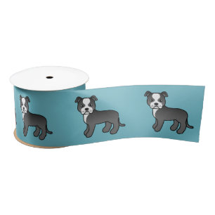 Zwart-Witte Staffordshire Bull Terrier Hond Lint