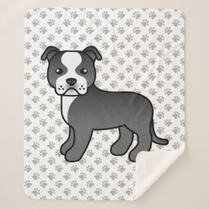 Zwart-witte Staffordshire Bull Terrier hond Sherpa Deken