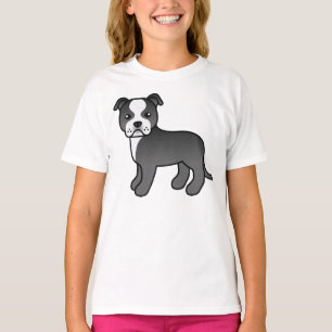 Zwart-Witte Staffordshire Bull Terrier Hond T-shirt