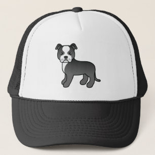 Zwart-Witte Staffordshire Bull Terrier Hond Trucker Pet