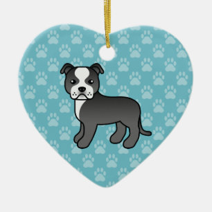 Zwart-witte Staffordshire Bull Terrier tekening Keramisch Ornament