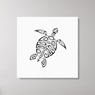 Zwart-witte StammenSchildpad Canvas Afdruk