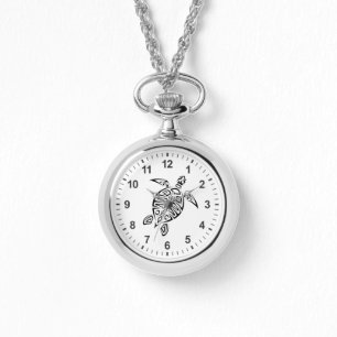 Zwart-witte StammenSchildpad Horloge