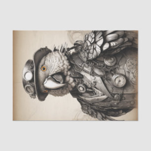  zwart-witte steampunk papegaai tissuepapier