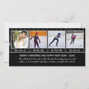Zwart/Witte Sterren 4 Foto's - Kerst Foto Kaart