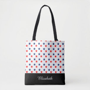 Zwart-witte Sterren met Monogram Draagtas