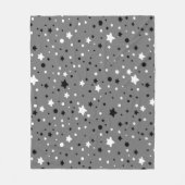 Zwart-witte sterren op grijs fleece deken (Voorkant)
