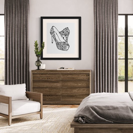 Zwart-witte Stiletto heels Vector Art Poster