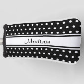 Zwart Witte Stip Streep Script Naam Golfheadcover (Voorkant)