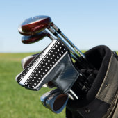 Zwart Witte Stip Streep Script Naam Golfheadcover (Insitu)