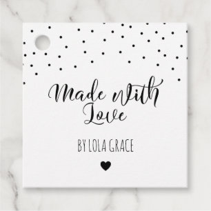 Zwart witte Stippen gemaakt met liefde Bedankjes Labels