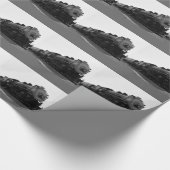 Zwart-witte stoommotor cadeaupapier (Hoek)