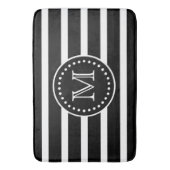 Zwart-witte streep en pokadomonogram badmat (Voorkant Verticaal)