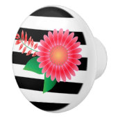 Zwart-witte streep en roze ventilator keramische knop (Rechts)