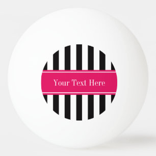 Zwart Witte Streep Framboos Lint Naam Monogram Pingpongballen