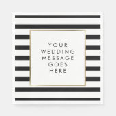 Zwart-witte streep gouden bruiloft servet (Voorkant)