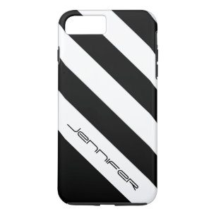 Zwart-witte streep, minimalistisch, naam, iPhone 8 plus / 7 plus hoesje
