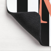 Zwart-witte streep monogrammatisch muisblok muismat (Hoek)