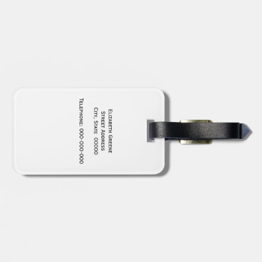 Zwart Witte Streep Rode Lint Naam Monogram Bagagelabel (Achterkant horizontaal)