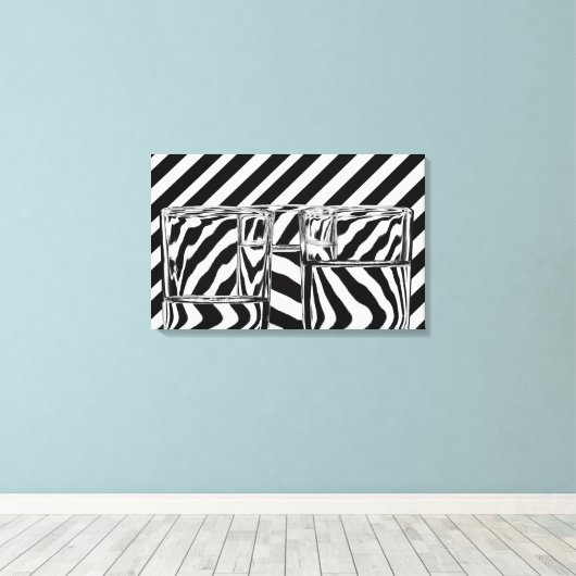 Zwart-witte strepen Abstract brillenglazen Canvas Afdruk (Insitu (Houten vloer))