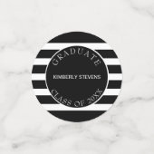 Zwart-witte strepen- Afstuderen Confetti (Kleine voorkant)