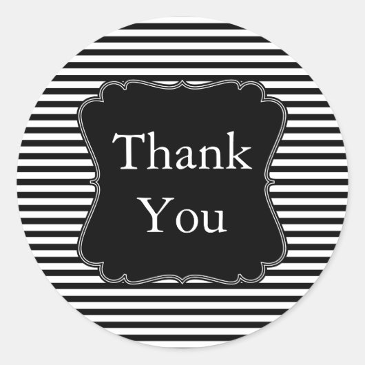 Zwart-witte strepen Dank u Ronde Sticker (Voorkant)