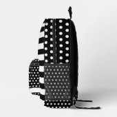 Zwart-witte strepen en polka dots met monogram bedrukte rugzak (Rechts)
