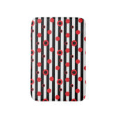 Zwart-witte strepen en rode cirkels badmat (Voorkant Verticaal)