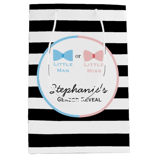 Zwart, witte strepen Geslacht Bak en Stropdas Medium Cadeauzakje (Voorkant)