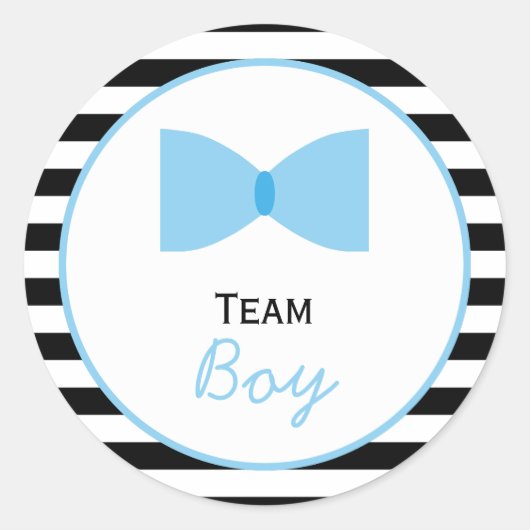 Zwart-witte strepen Geslacht Boog Stropdas Ronde Sticker (Voorkant)