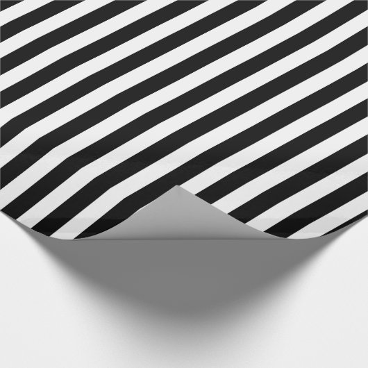 Zwart Witte Strepen Gestreept Chique Bruiloft Cadeaupapier (Hoek)
